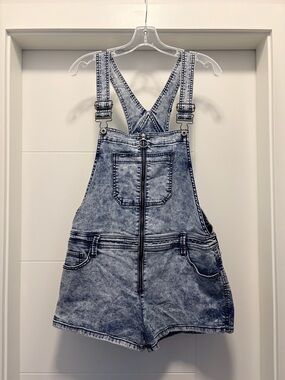 Large Arizona Jean Company Acid-Wash Denim Short Overalls
